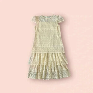 Vintage two piece yellow lace dress